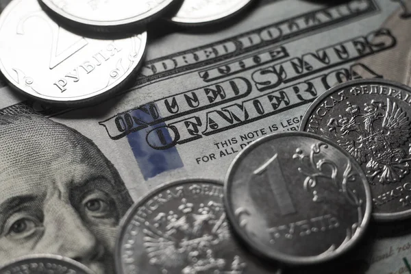 Dollars Rubles Economic Crisis Decline World Economy Ruble Devaluation Fall — 图库照片