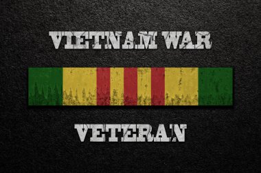 Vietnam Seferi Kurdelesi ve Vietnam Savaşı Gazisi. Vietnam Gaziler Günü. Silahlı Kuvvetler 'de genel bir anma töreni. Hizmet kurdelesi. Grunge tarzı.