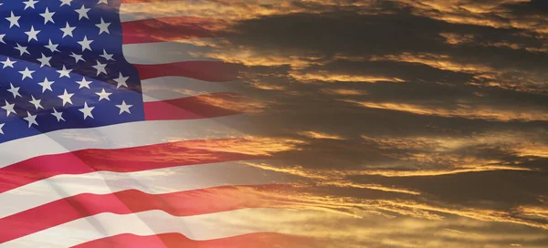 United States America Flag Sky Sunset Sunrise Background Independence Day — Foto de Stock