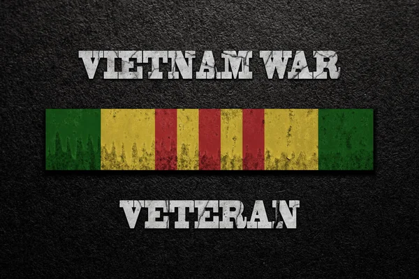 ベトナム戦争ベテランのテキストとベトナムキャンペーンリボン ベトナム退役軍人の日 軍隊での一般的な記念 サービスリボン 接ぎ木式 — ストック写真