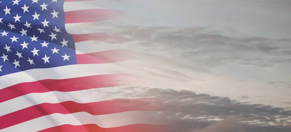 United States America Flag Sky Sunset Sunrise Background Independence Day — Stockfoto