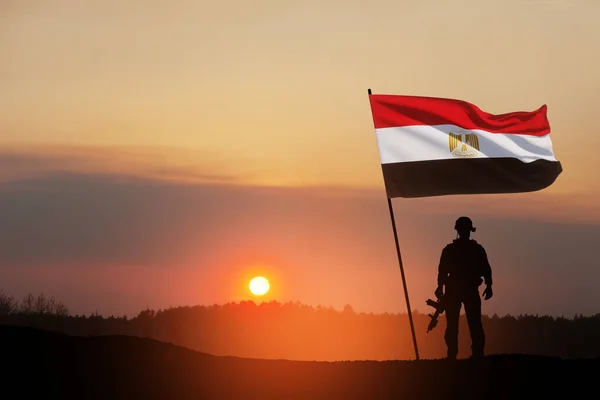 Silhouette Solider Sunrise Desert Concept Armed Forces Egypt Egypt Celebration — Stock fotografie