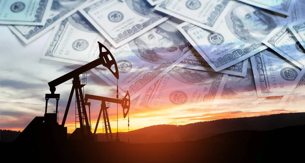 Olieprijsplafond Concept Aardolie Petrodollar Ruwe Olie Concept Oliepomp Basis Van — Stockfoto