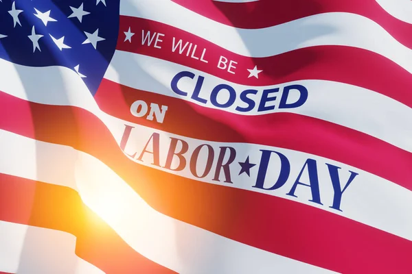 Labor Day Background Design American Flag Light Spot Message Closed — Fotografia de Stock