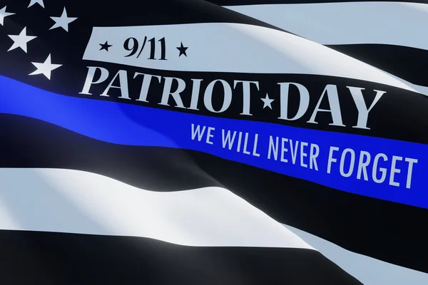 Amerikanische Flagge Mit Polizeiunterstützungssymbol Dünne Blaue Linie Erinnern Erinnerungen Gefallene — Stockfoto