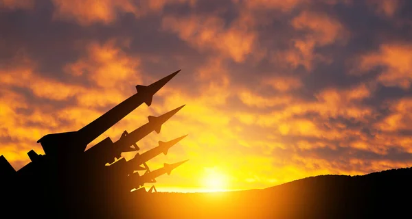 Missiles Aimed Sky Sunset Nuclear Bomb Chemical Weapons Missile Defense — ストック写真