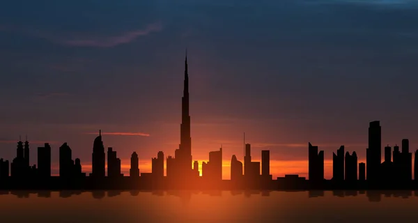United Arab Emirates Dubai Skyline View Sunset Uae Celebration National — Stockfoto