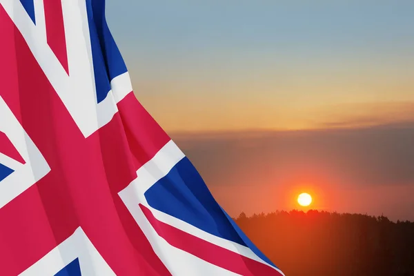 Banderas Nacionales Del Reino Unido Fondo Del Cielo Atardecer Antecedentes —  Fotos de Stock