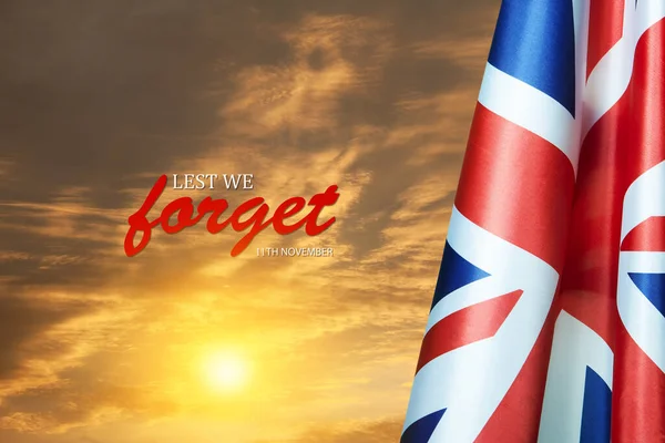 Flag Great Britain Text Background Sunset Holidays Remembrance Day — Photo