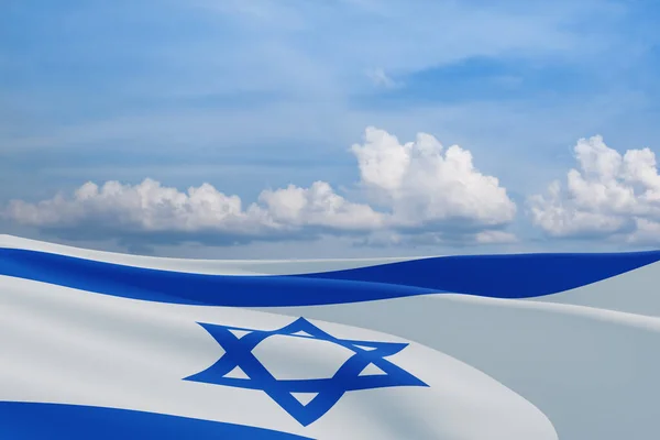 Israel Flag Star David Cloudy Sky Background Patriotic Concept Israel —  Fotos de Stock