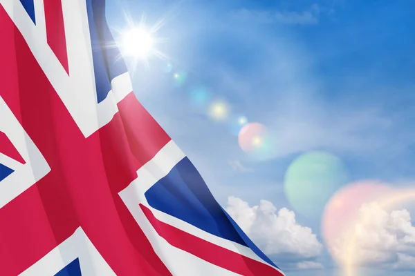 Bandeiras Nacionais Reino Unido Fundo Azul Antecedentes Com Lugar Para — Fotografia de Stock