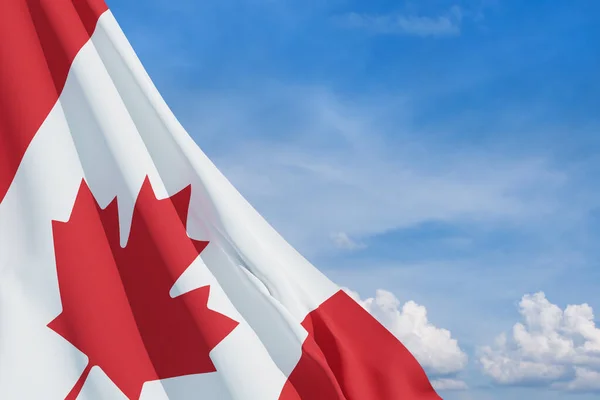 Kanadas Nationalflagge Weht Blauen Himmel Kanada Tag Rendering — Stockfoto