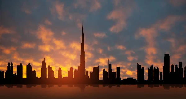 United Arab Emirates Dubai Skyline View Sunset Uae Celebration National — Stock Photo, Image