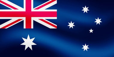 Avustralya bayrağı sallıyor. Resmi renklerle ve doğru orantılarla resmedilmiş. EPS10 vektörü.