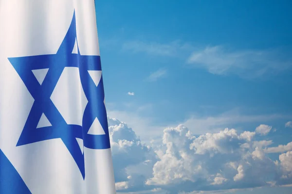 Israel Flag Star David Cloudy Sky Background Patriotic Concept Israel — Photo