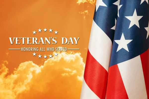 Bandiere Americane Con Sms Veterans Day Onorando Tutti Coloro Che — Foto Stock