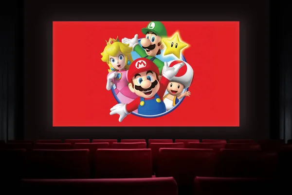 Ταινία Super Mario Bros Στον Κινηματογράφο Βλέποντας Μια Ταινία Στο — Φωτογραφία Αρχείου