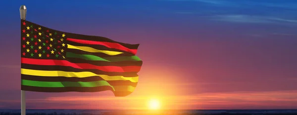 Alternative Flagge Fahnenmast Bei Sonnenaufgang Oder Sonnenuntergang Seit 1865 Banner — Stockfoto