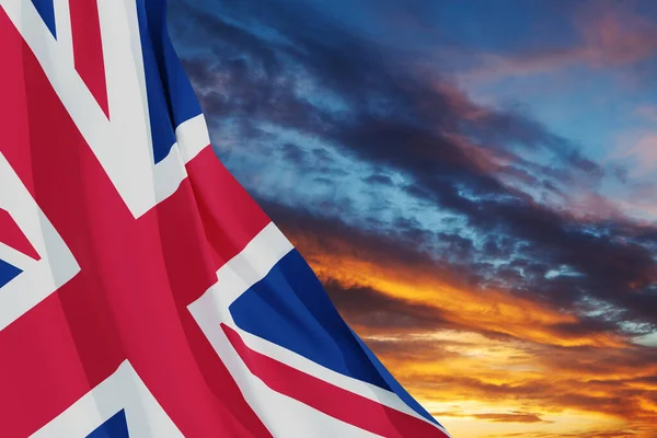 Banderas Nacionales Del Reino Unido Fondo Del Cielo Atardecer Antecedentes —  Fotos de Stock