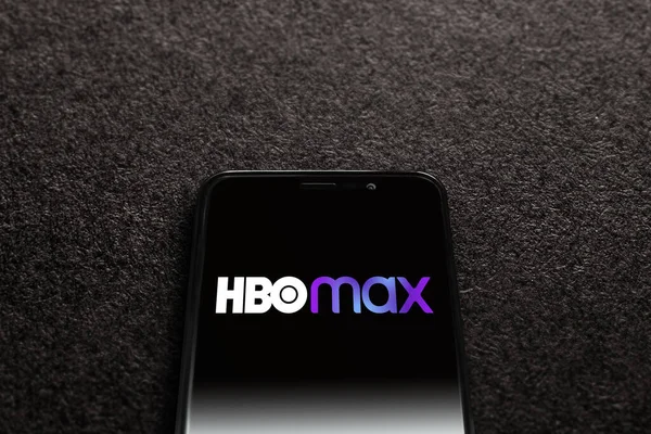 Логотип Hbo Max Экране Смартфона Черном Текстурированном Фоне Макс Американский — стоковое фото