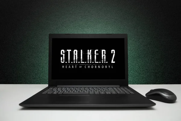 Hart Van Chornobyl Stalker Spel Het Scherm Laptop Computer Zwarte — Stockfoto