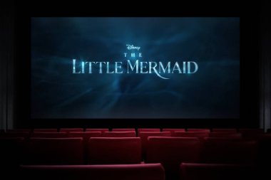 The Little Mermaid movie in the cinema. Watching a movie in the cinema. Astana, Kazakhstan - March 23, 2023. clipart