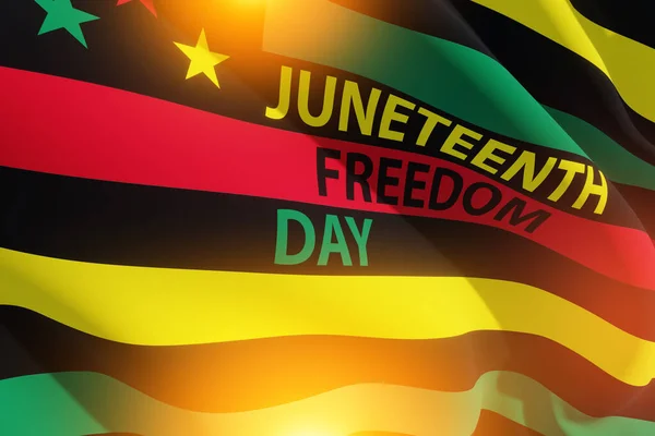 Альтернативний Juneteenth Flag Текстом Juneteenth Freedom Day Теплим Світінням 1865 — стокове фото