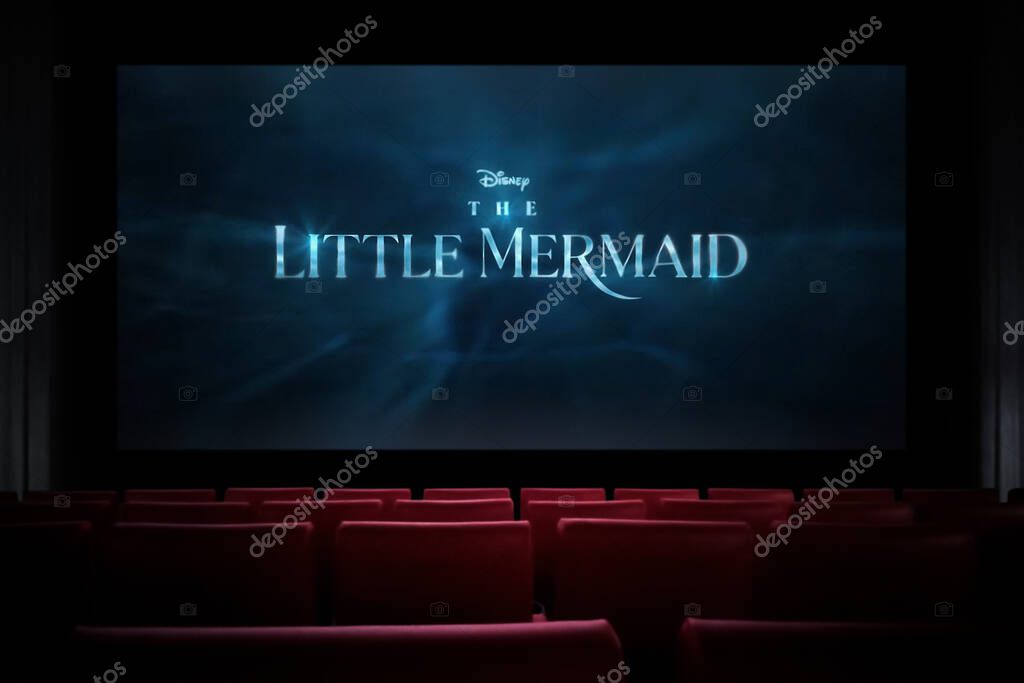 The Little Mermaid movie in the cinema. Watching a movie in the cinema. Astana, Kazakhstan - March 23, 2023.