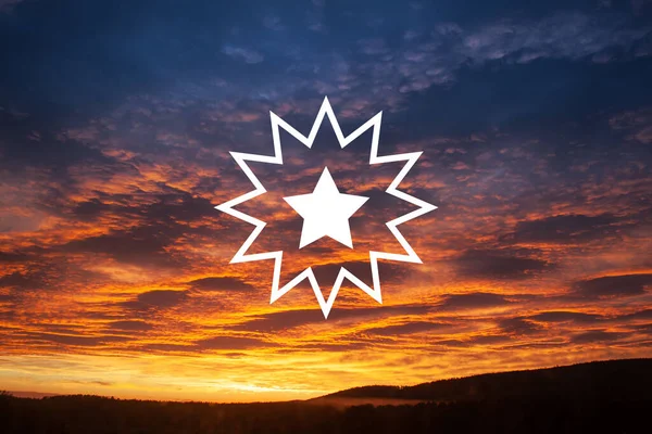 Juni Flagge Symbol Auf Dem Hintergrund Von Sonnenaufgang Oder Sonnenuntergang — Stockfoto
