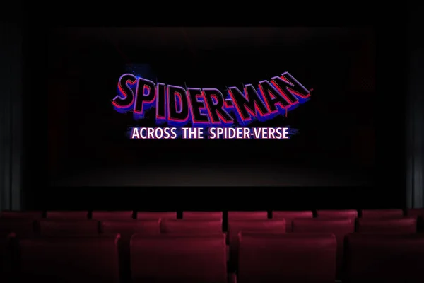 Spider Man Spider Verse Movie Cinema Watching Movie Cinema Astana — Stock Photo, Image