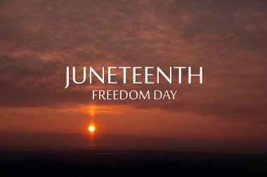 Gündoğumu ya da günbatımı üzerine Haziran Özgürlük Günü metni. 1865 'ten beri. Sancak Tasarımı.