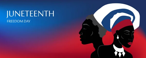 Силует Афро Американського Чоловіка Жінки Головним Убором Свобода Патріотизм Рівність — стоковий вектор