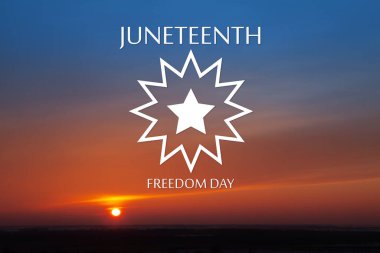 Haziran Bayrak Sembolü. Haziran Özgürlük Günü 'nde gündoğumunda ya da batımında. 1865 'ten beri. Sancak Tasarımı.