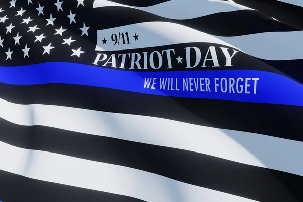 Αμερικανική Σημαία Σύμβολο Αστυνομικής Υποστήριξης Λεπτή Μπλε Γραμμή Αναμνήσεις Από — Φωτογραφία Αρχείου