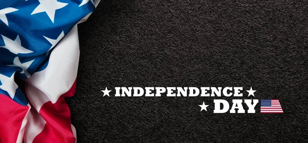 Закриття Американського Прапора Написом День Незалежності Іржавому Залізному Фоні День — стокове фото