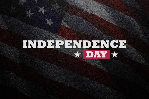 Inscriptie Independence Day Balck Textuur Achtergrond Met Transparante Amerikaanse Vlag — Stockfoto