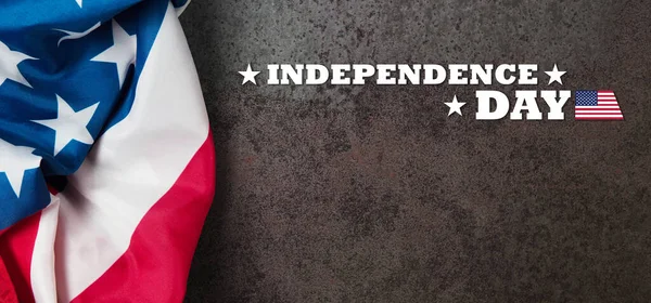 Закриття Американського Прапора Написом День Незалежності Іржавому Залізному Фоні День — стокове фото