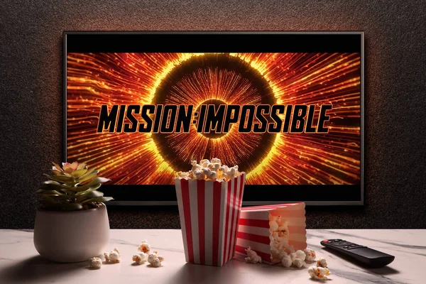 Mission Impossible Dead Reckoning Teil Trailer Oder Film Fernseher Mit — Stockfoto