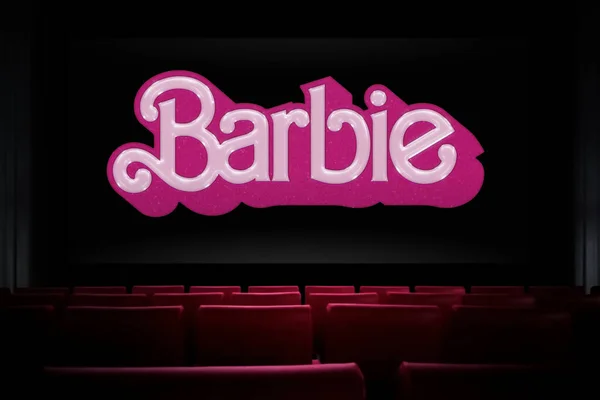 Película Barbie Cine Ver Una Película Cine Astana Kazajstán Julio Imágenes de stock libres de derechos