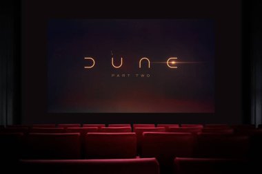 Dune Bölüm 2 sinemada. Sinemada film izliyordum. Astana, Kazakistan - 15 Mayıs 2023.