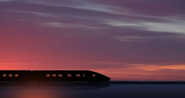 High Speed Train Silhouette Motion Sunset Fast Moving Modern Passenger — Stock Photo, Image