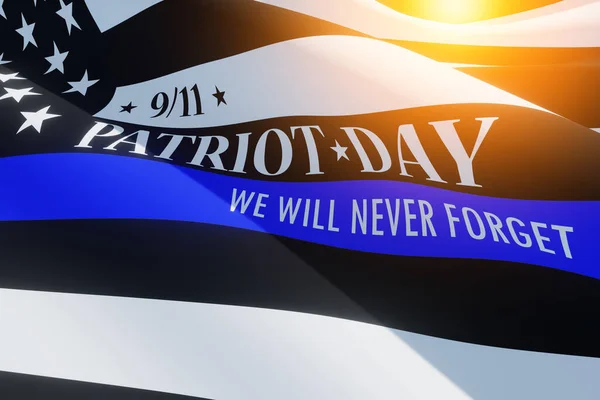 Polis Destekli Amerikan Bayrağı Nce Mavi Çizgi Açık Nokta Hatırlıyorum — Stok fotoğraf