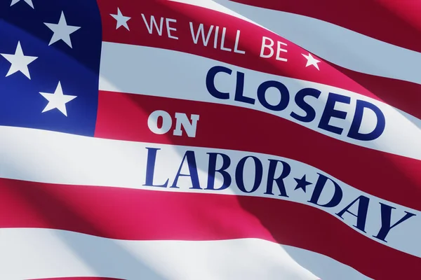 Labor Day Background Design American Flag Message Closed Labor Day — Stock Photo, Image