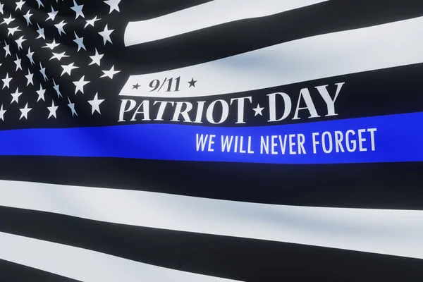 Amerykańska Flaga Symbolem Wsparcia Policji Cienka Niebieska Linia Wspomnienie Wspomnienie — Zdjęcie stockowe