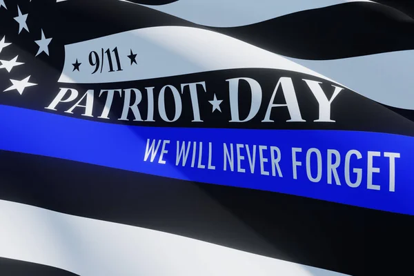 Amerikaanse Vlag Met Politie Steun Symbool Dunne Blauwe Lijn Herinneringen — Stockfoto
