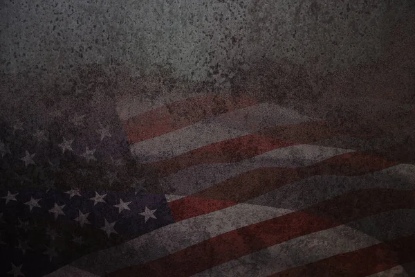 生锈的铁质背景与形象美国国旗 美国假日海报 明信片 — 图库照片