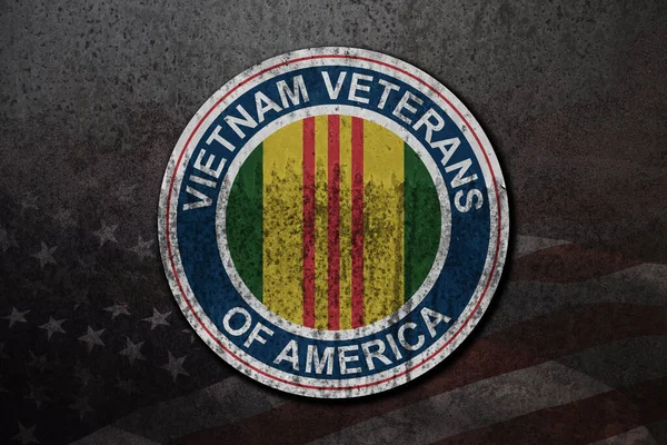Symbol Wietnamskich Weteranów Ameryki Zardzewiałym Żelaznym Tle Dzień Weteranów Wietnamie — Zdjęcie stockowe
