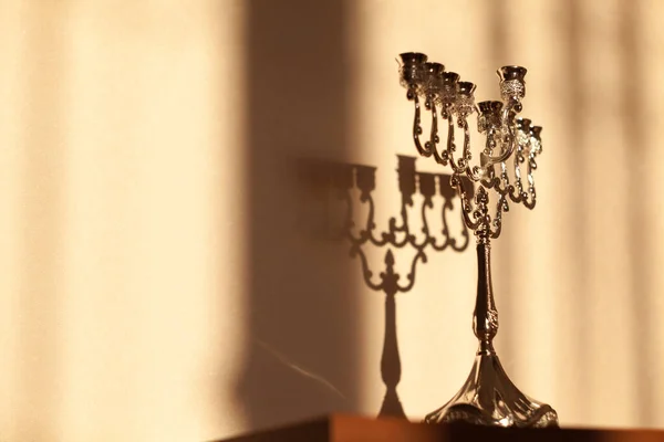 Hanukkah Menorah Eller Hanukkiah Ljuset Sunen Solnedgången För Judisk Semester — Stockfoto