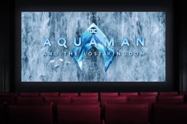 Aquaman ve Kayıp Krallık sineması. Sinemada film izliyordum. Astana, Kazakistan - 5 Aralık 2023.