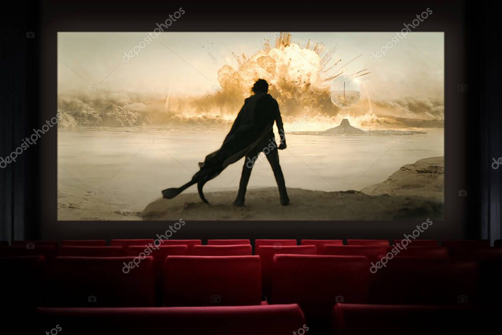 Dune Part Two movie in the cinema. Watching a movie in the cinema. Astana, Kazakhstan - May 15, 2023.
